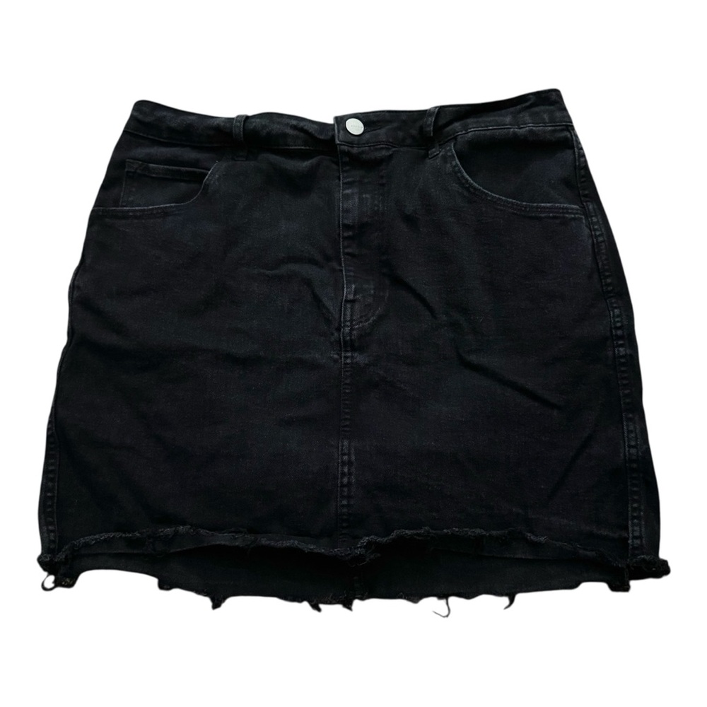 H&M &Denim Black Denim Mini Skirt Size 12